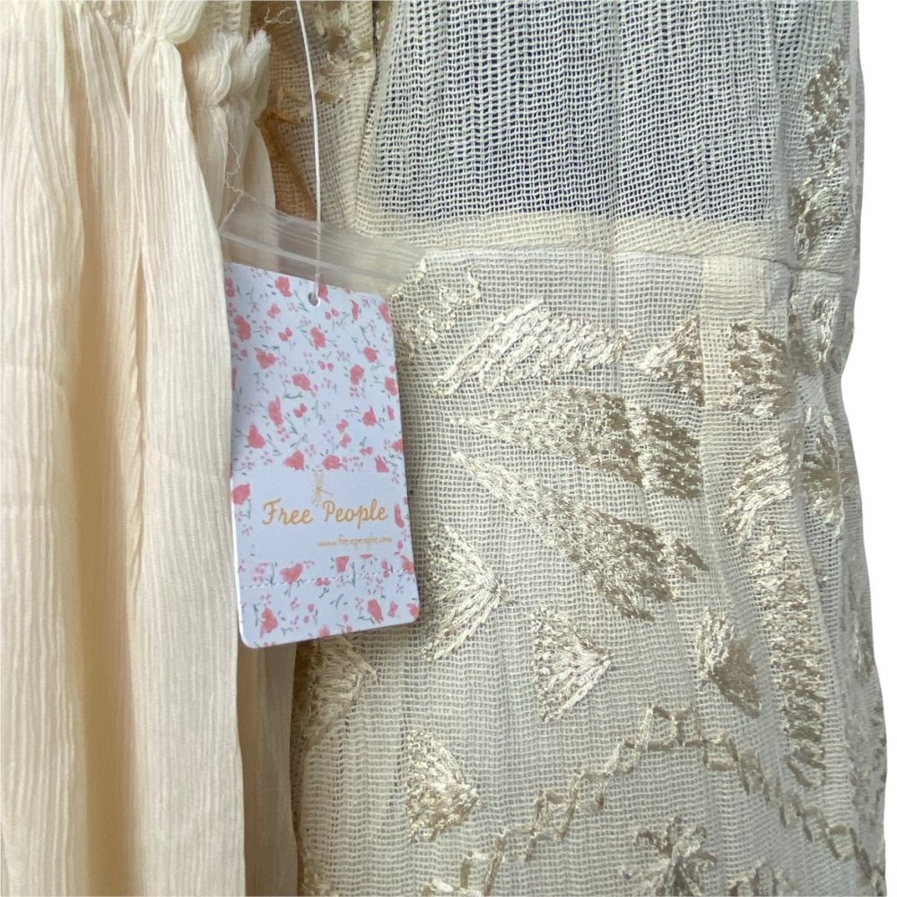 🌬️ Free People Womens Cleo Embroidered Cream Boho Mini Dress 🌾 - Picture 6 of 13